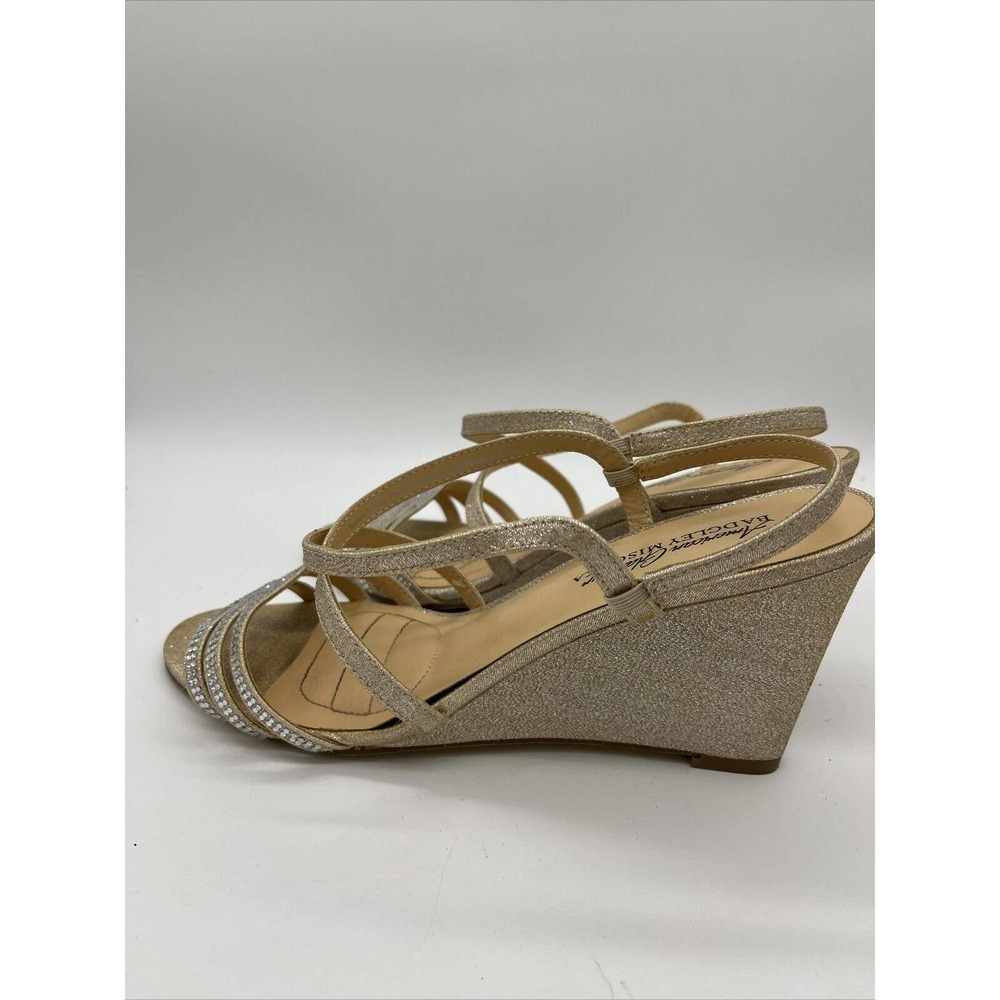 Badgley Mischka American Glamour Strappy Silver Heels/Wedge Shoes Womens Size 8